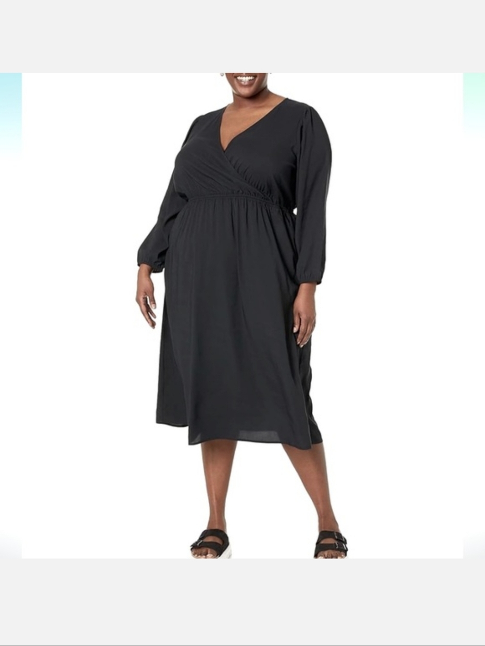 Amazon Essentials Georgette Long Sleeve V Neck Midi Dress